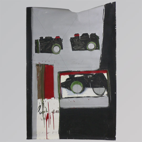 Blick/Zeit - 1984 - 172 cm x 110 cm - Frankfurt am Main  - Signatur vorderseitig - Lack/Mischtechnik auf Papier